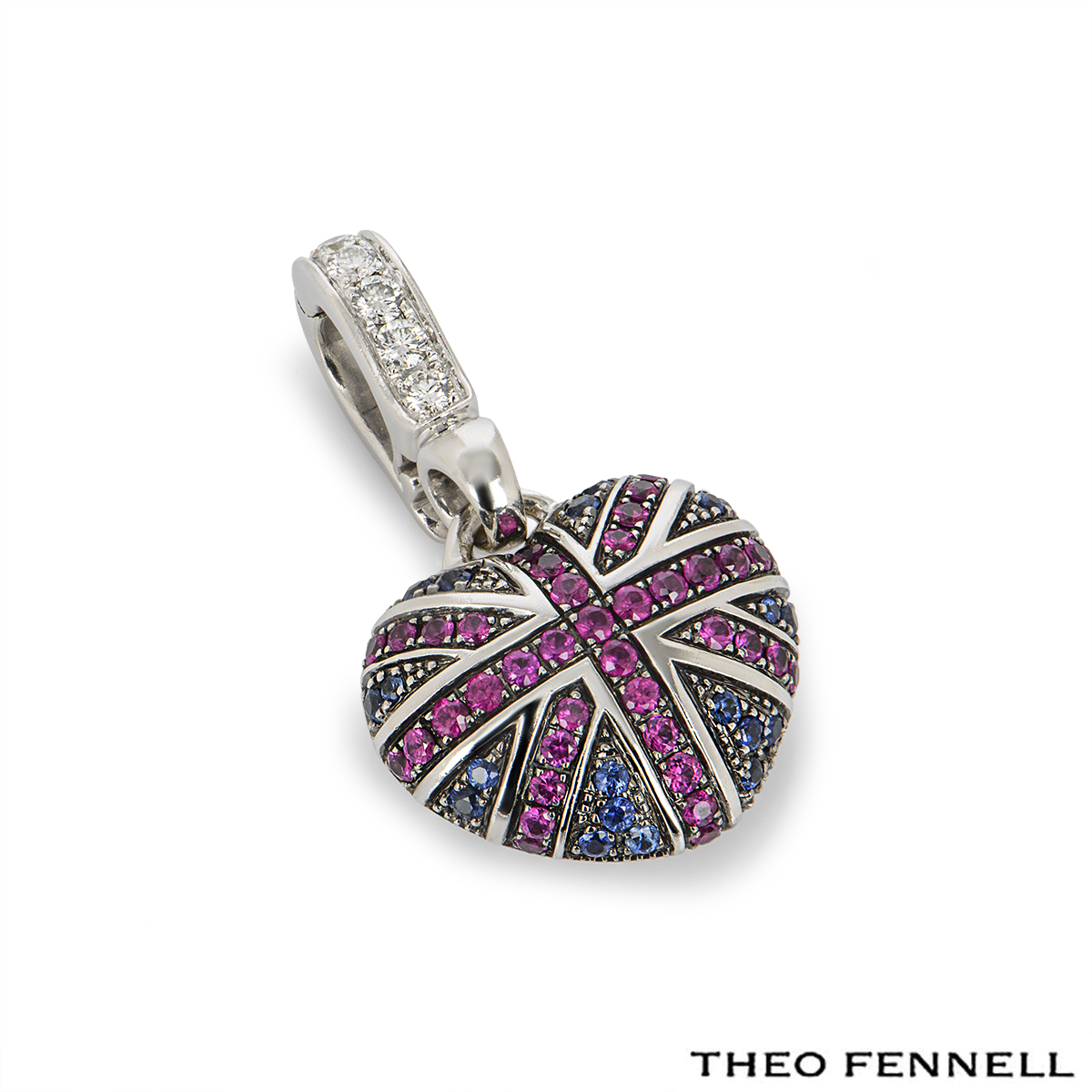 Theo Fennell White Gold Ruby, Sapphire & Diamond Heart 'Art Charm